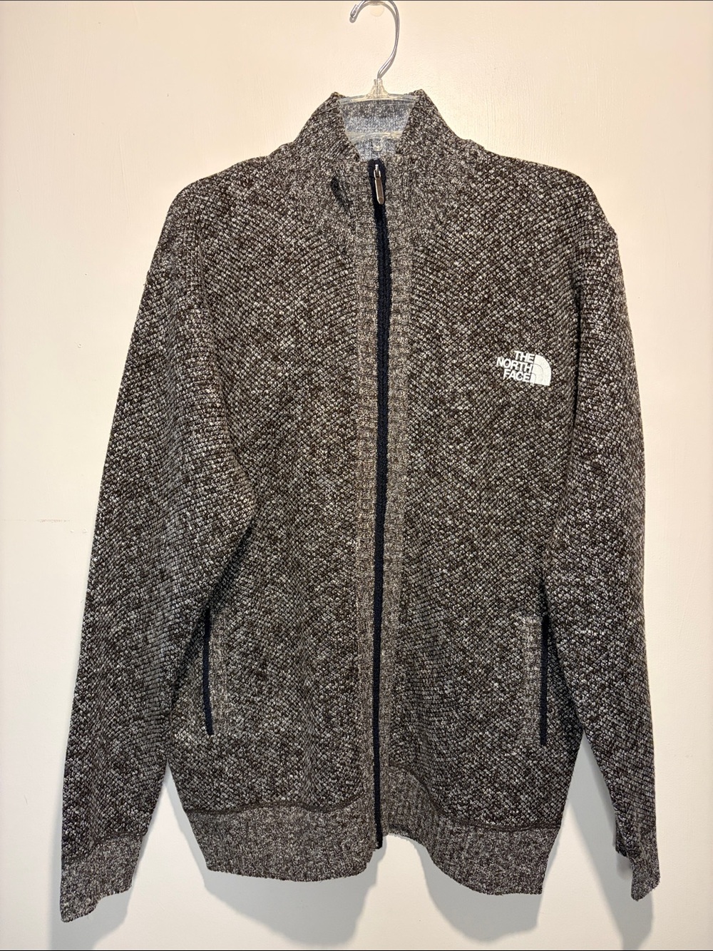 The North Face Full Zip Sweater Jacket Mock Neck Fleece Plaid Lined- Est SZ M-L